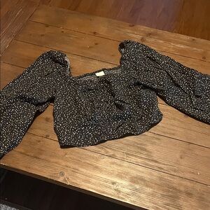 a new day Black and White Polka Dot Top